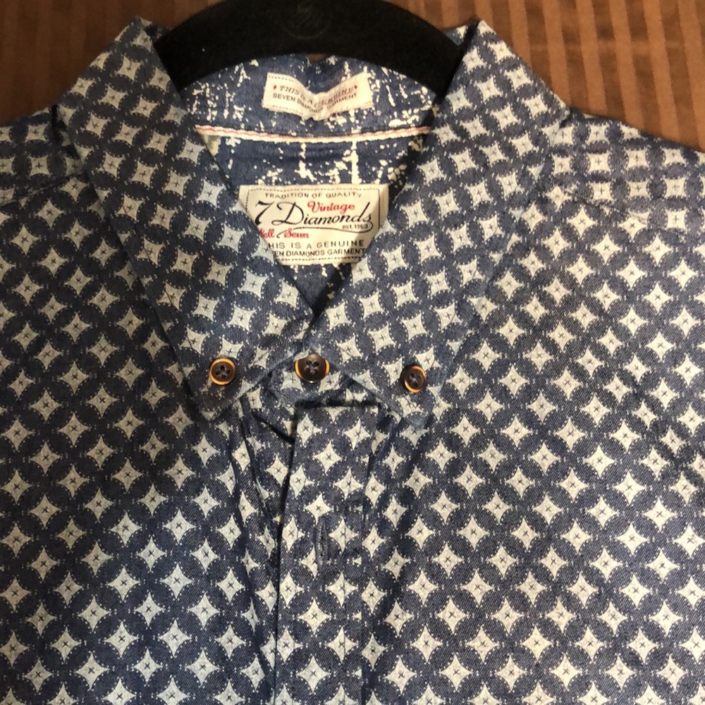7 Diamonds Diamond Pattern Button Down. Med Nwot - image 1